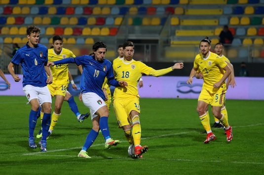 Italia U21 - România U21 4-2. ”Tricolorii” au condus la două goluri, dar au fost întorşi de hat-trick-ul unui fundaş central