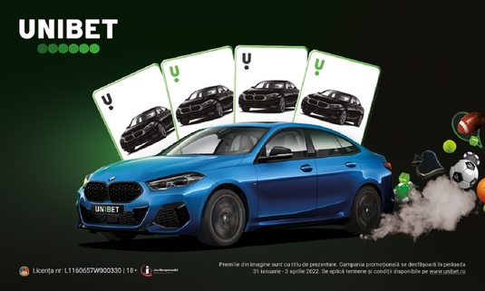 De la Unibet, pentru jucători: 5 automobile BMW plus alte sute de premii în februarie - martie