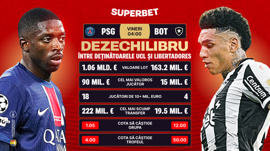 PSG se uită de sus şi la Botafogo. Dezechilibru frapant între deţinătoarea UCL şi deţinătoarea Libertadores