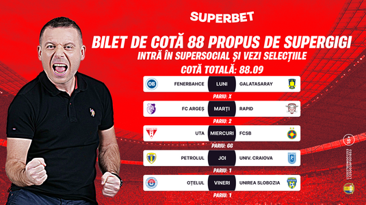 Săptămâna de Pariuri: Biletul cotă 88.09 propus de SuperGigi în SuperSocial