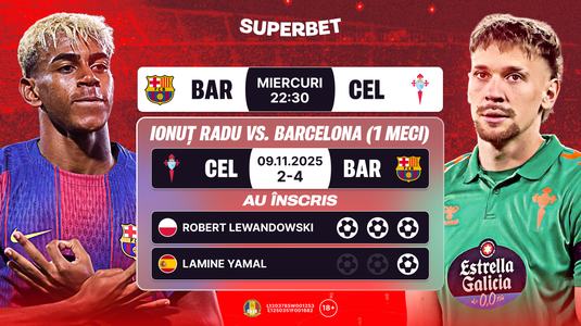 Barcelona - Celta Vigo: Barcelona vrea o victorie categorică. Ionuţ Radu vrea revanşa