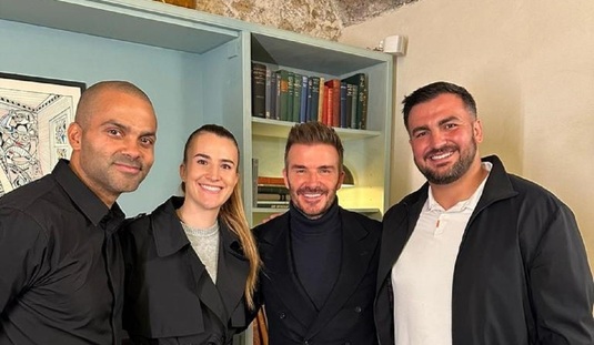 Fotografie de colecţie! Sabrina Ionescu, vedeta baschetului feminin american, şi logodnicul l-au prins la mijloc pe David Beckham