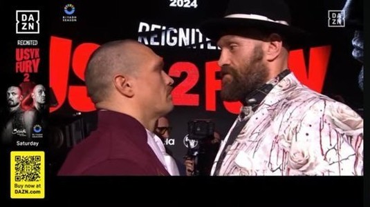 A început disputa! Confruntarea faţă în faţă dintre Oleksandr Usyk şi Tyson Fury, de la conferinţa de presă, a durat mai mult de 11 minut