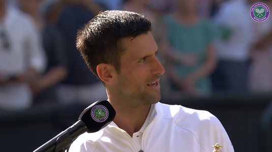 Djokovic, campion şi la declaraţii după ce a câştigat turneul de la Wimbledon: ”Chiar nu credeam că o să spun atât de multe lucruri frumoase despre tine, Nick!”