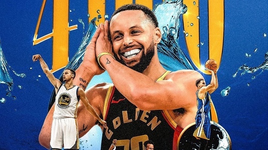 Stephen Curry a devenit primul jucător din istoria NBA care reuşeşte 4.000 de aruncări de 3 puncte! A atins performanţa cu o zi înainte să împlinească 37 de ani