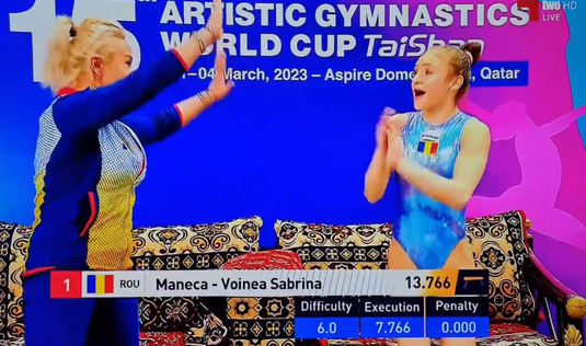 Sabrina Voinea-Maneca, noua gimnastă de AUR a României! A cucerit medalia de aur la Cupa Mondială din Qatar