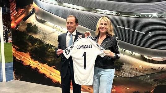 GALERIE FOTO | Vizită surpriză! Nadia Comăneci a fost prezentă pe Santiago Bernabeu şi a primit un tricou special | EXCLUSIV