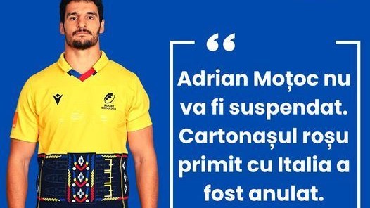 Rugby | Eliminat la meciul test cu Italia, Adrian Moţoc nu va fi suspendat. El poate evolua în meciul cu Irlanda de la Cupa Mondială