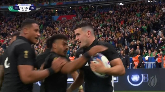 Meci de gală pentru semifinala Cupei Mondiale de rugby! Noua Zeelandă a învins liderul mondial, Irlanda, şi s-a calificat cu 28-24 | VIDEO