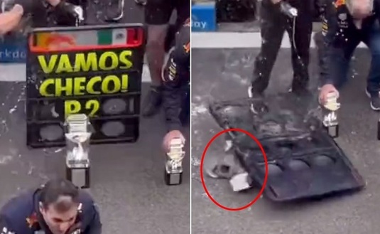 VIDEO | Au spart din nou trofeul în Formula 1! Red Bull a pus mâna pe el după Marele Premiu al Belgiei, dar echipa nu s-a bucurat pentru mult timp 