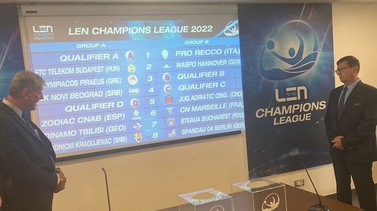 Polo: Adversarele echipei Steaua Bucureşti în grupa B a Ligii Campionilor