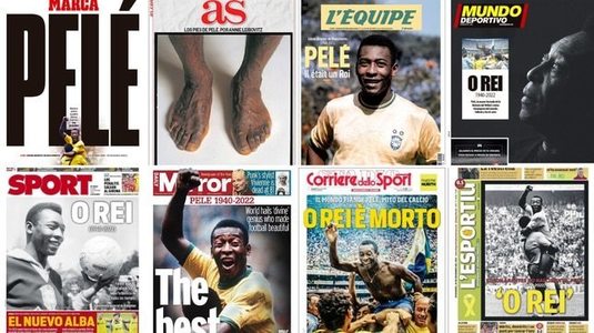 "Mingea plânge" / "Niciodată patru litere nu au fost atât de mari" / "Pele a murit, dar Pele este "nemuritor". Presa internaţională îl omagiază pe legendarul fotbalist brazilian