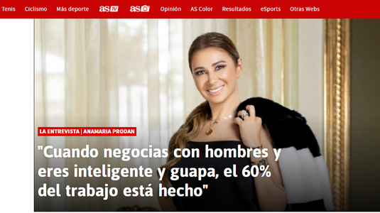FOTO | O nouă apariţie spectaculoasă! Ana Maria Prodan a ajuns şi în presa spaniolă. Cum e prezentată în As