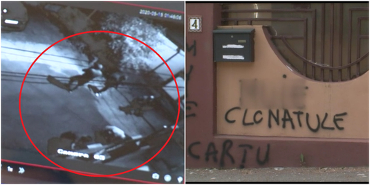 VIDEO | Bărbaţii care i-au vandalizat casa lui Sorin Cârţu, surprinşi pe cameră! Momentul în care au acţionat, ce au scris şi reacţia Poliţiei