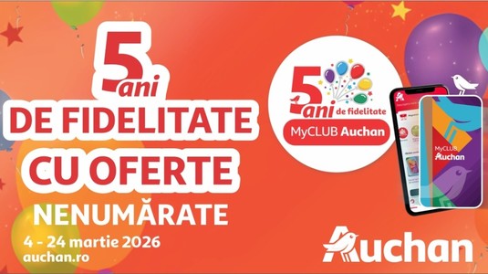 Peste 60% din cumpărăturile din Auchan sunt realizate cu cardul de fidelitate: MyCLUB Auchan sărbătoreşte 5 ani şi depăşeşte 2 milioane de membri activi