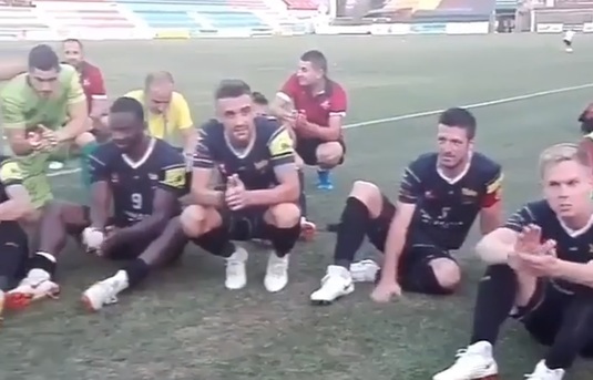 VIDEO | Spirit de echipă! Alexandru Pelici şi jucătorii sibieni au cântat împreună după victoria cu Voluntari