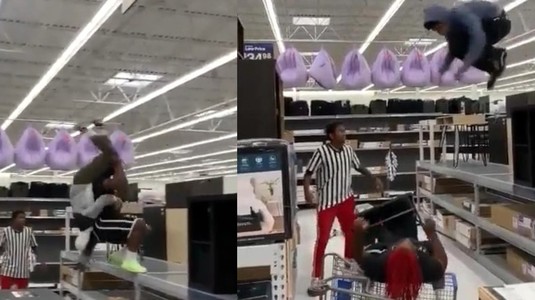 VIDEO | Au confundat supermarket-ul cu ringul de wrestling! Atenţie, nu încerca aşa ceva. Imagini incredibile 