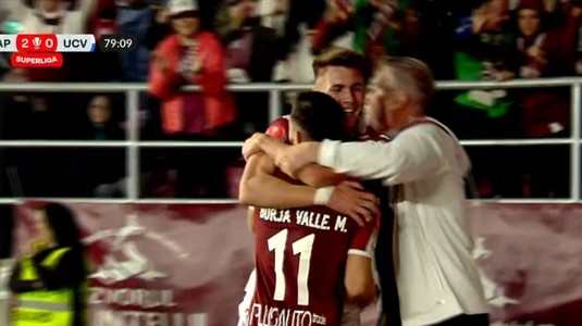 VIDEO | Bergodi s-a bucurat ca un fotbalist în Rapid - Universitatea Craiova! Italianul s-a descătuşat şi a alergat în direcţia marcatorului 