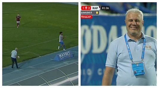 VIDEO | Marius Şumudică, şi el în joc! A aruncat intenţionat o minge în teren şi arbitrul i-a dat galben