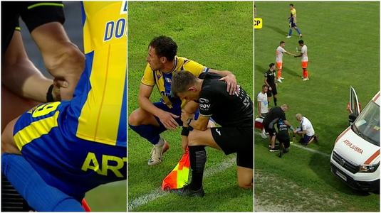 Moment şocant la Clinceni. Arbitrul asistent a suferit o accidentare horror şi a fost dus de urgenţă la spital | VIDEO