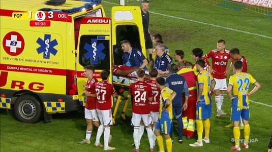Momente de panică la Ploieşti! Jucătorul Oţelului a fost luat de salvare după o ciocnire puternică
