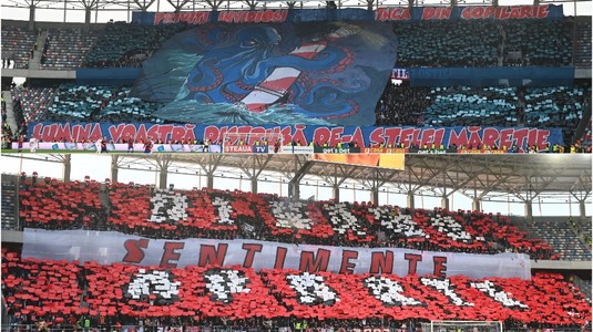 FOTO | Cine a câştigat duelul galeriilor la Steaua - Dinamo? Atmosferă electrizantă în Ghencea, cu coregrafiile şi mesajele ironice ale peluzelor