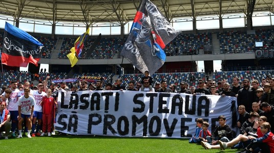 “Tot fără drept de promovare în sezonul următor?”. După ce a răspuns, comandantul de la Steaua a anunţat că pregăteşte proiectul pentru Superliga