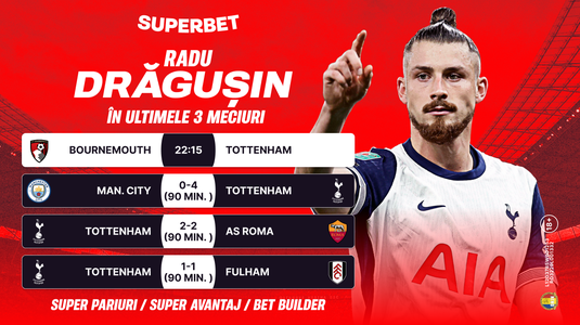 Drăguşin, din nou titular. Cote Mărite pentru Bournemouth – Tottenham