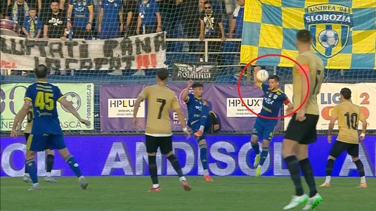 VIDEO | Fază controversată în Unirea Slobozia - FC Voluntari! Ilfovenii au protestat după decizia lui Feşnic