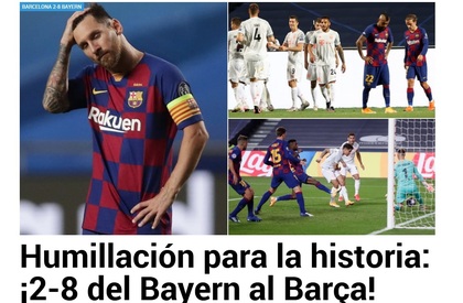 "Carnagiu!" / "Cel mai urât coşmar din istoria Barcelonei!" Ce scriu L'Equipe sau Marca după Barcelona - Bayern 2-8