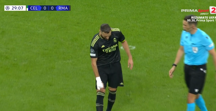 VIDEO | Lovitură pentru Real Madrid. Benzema a ieşit accidentat în prima repriză a partidei cu Celtic