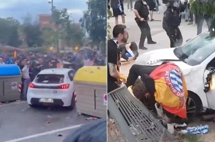 O maşină a intrat în mulţime înaintea derby-ului Barcelonei dintre Espanol şi Barça. 13 persoane au fost rănite