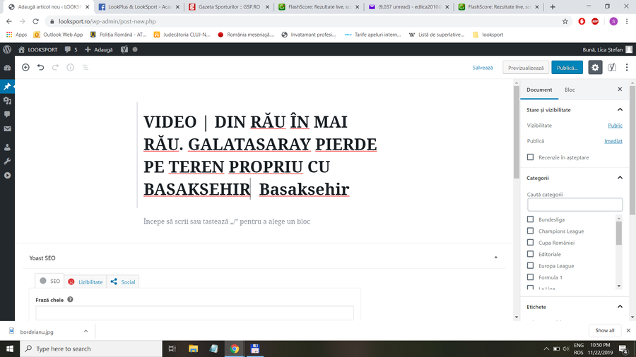 VIDEO | DIN RĂU ÎN MAI RĂU. GALATASARAY PIERDE PE TEREN PROPRIU CU BASAKSEHIR  ŞI CADE PE LOCUL 6 ÎN CAMPIONATUL TURCIEI