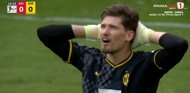 VIDEO | Eroare colosală în derby-ul Germaniei! Portarul lui Dortmund a dat pe lângă minge şi a provocat un gol