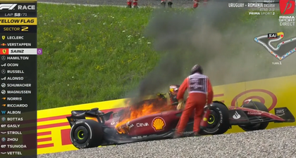 VIDEO ǀ Ferrari-ul lui Carlos Sainz a luat foc în timpul Marelui Premiu al Austriei