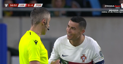 VIDEO | Radu Petrescu, decizie fermă! I-a acordat cartonaş galben pentru simulare lui Cristiano Ronaldo. Lusitanul a râs ironic în faţa centralului