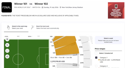 Patru bilete la finala Cupei Mondiale, listate pe site-ul de revânzare al FIFA la peste 2 milioane de dolari fiecare