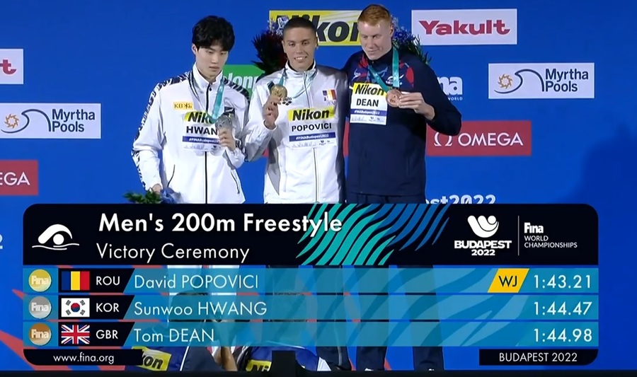 Sportul românesc respiră! David Popovici, medalie de aur la 200 de metri, în cadrul mondialelor de înot