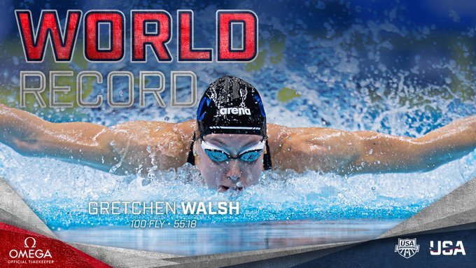 Americanca Gretchen Walsh a stabilit un record mondial la 100 de metri fluture