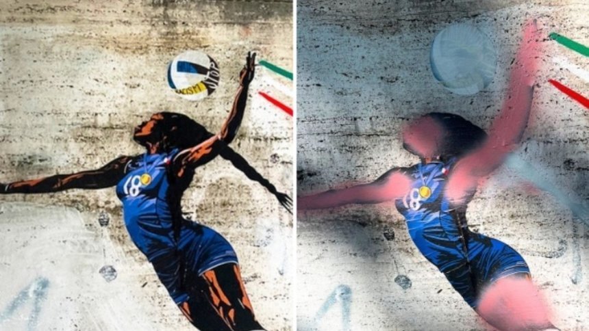 Indignare în Italia după vandalizarea unei picturi murale cu o campioană olimpică la volei