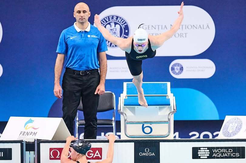 Daria Asaftei, în semifinalele probei de 100 de metri bras, la Campionatul Mondial de Înot pentru Juniori