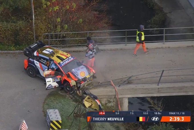 Un accident suferit de Thierry Neuville a dus la anularea unei probe speciale din Raliul Europei Centrale