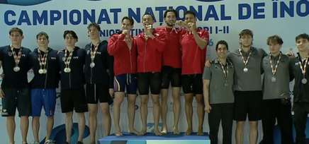 David Popovici, aur şi record naţional la ştafetă 4x100 m liber, alături de colegii de la CS Dinamo