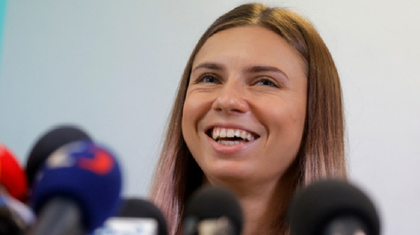 Reacţia atletei belaruse Krisţina Ţimanuskaia, după ce a ajuns în Polonia