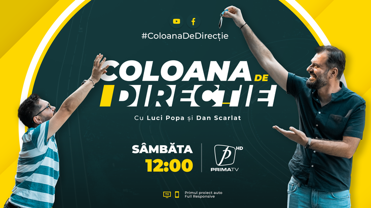 Coloana de direcţie, prima emisiune auto full responsive din România, debutează la Prima TV, sâmbătă, de la 12:00
