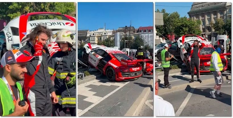 VIDEO | Accident grav la Super Rally Timişoara. Marco Leu, fiul lui Mihai Leu, a avariat serios maşina. Copilotul a fost rănit