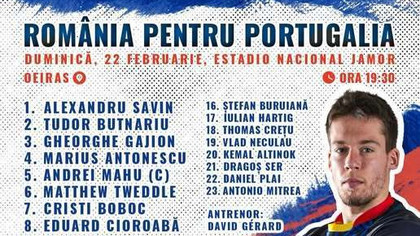 Componenţa României pentru meciul cu Portugalia. Schimbări în primul XV faţă de partida cu Belgia