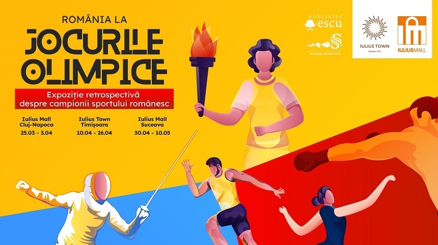 Costume de competiţie, medalii, cununi cu lauri şi echipamente de antrenament ale campionilor olimpici români, în expoziţii la Cluj-Napoca, Timişoara şi Suceava