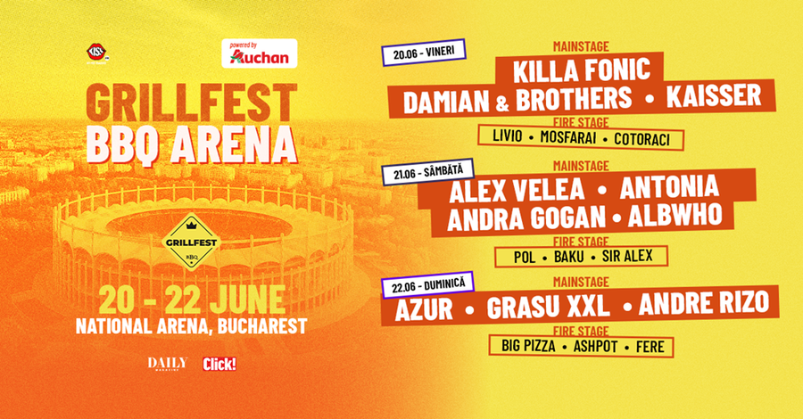 Muzică live şi arome de neuitat la GRILLFEST 2025: Grasu XXL, Alex Velea, Killa Fonic şi Damian Drăghici, printre artiştii anunţaţi
