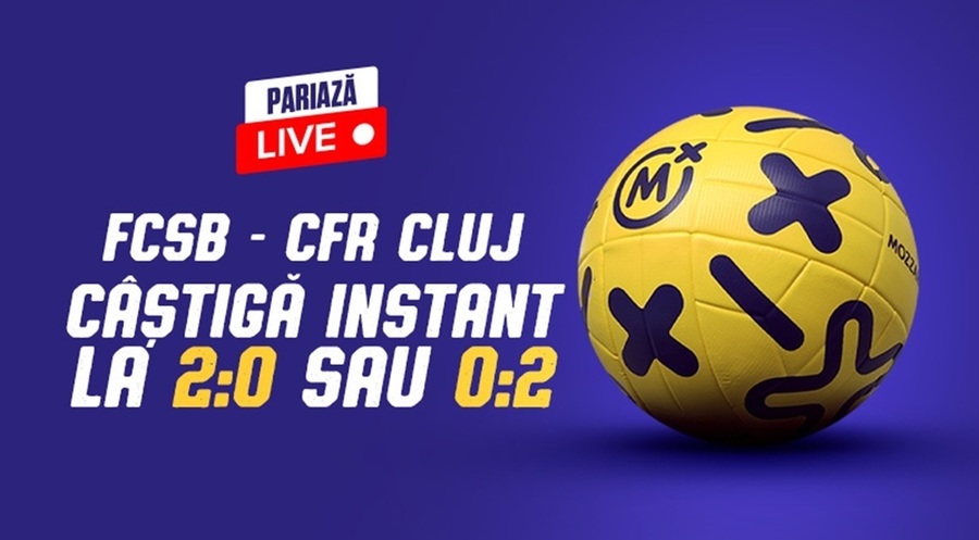 FCSB – CFR Cluj: Pariază LIVE şi câştigă instant când echipa ta conduce cu 2 goluri!